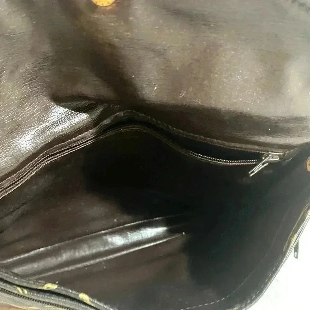 Longchamp vintage lattice brown leather clutch bag